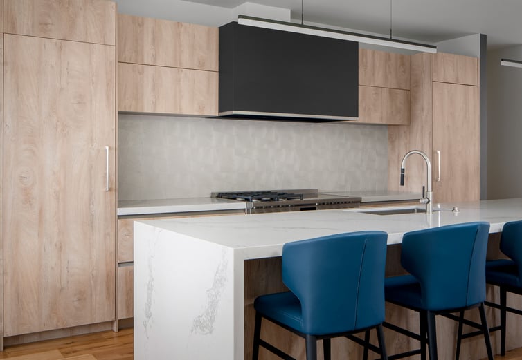 Seattle Whole House Remodel After View of Modern Kitchen Over the Island 