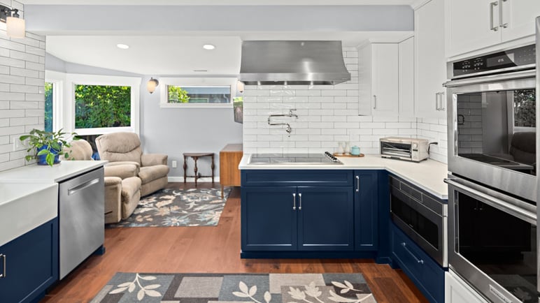 whole home remodel with open kitchen and seating area
